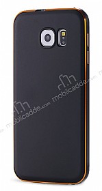 Eiroo Samsung Galaxy S6 Edge Metal Kenarl Siyah Rubber Klf