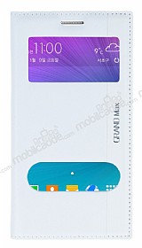 Samsung Galaxy Grand Max Gizli Mknatsl ift Pencereli Beyaz Deri Klf
