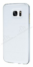 Eiroo Samsung Galaxy S7 Edge Metal Kenarl Bubble Beyaz Deri Klf