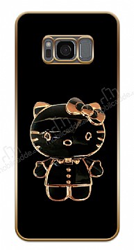 Eiroo Samsung Galaxy S8 Kitty Standl Kamera Korumal Siyah Silikon Klf