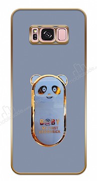 Eiroo Samsung Galaxy S8 Plus Baby Panda Standl Mavi Silikon Klf