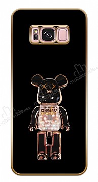 Eiroo Samsung Galaxy S8 Plus Candy Bear Standl Kamera Korumal Siyah Silikon Klf