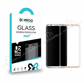 Eiroo Samsung Galaxy S8 Plus Tempered Glass Gold Curve Cam Ekran Koruyucu