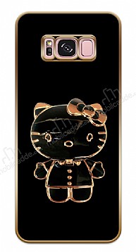 Eiroo Samsung Galaxy S8 Plus Kitty Standl Kamera Korumal Siyah Silikon Klf