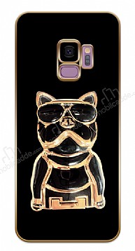 Eiroo Samsung Galaxy S9 Bulldog Standl Kamera Korumal Siyah Silikon Klf
