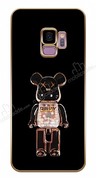 Eiroo Samsung Galaxy S9 Candy Bear Standl Kamera Korumal Siyah Silikon Klf