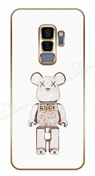 Eiroo Samsung Galaxy S9 Plus Candy Bear Standl Kamera Korumal Beyaz Silikon Klf