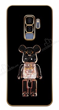 Eiroo Samsung Galaxy S9 Plus Candy Bear Standl Kamera Korumal Siyah Silikon Klf