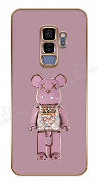 Eiroo Samsung Galaxy S9 Plus Candy Bear Standl Kamera Korumal Mor Silikon Klf