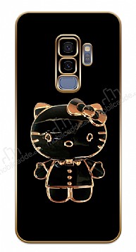 Eiroo Samsung Galaxy S9 Plus Kitty Standl Kamera Korumal Siyah Silikon Klf
