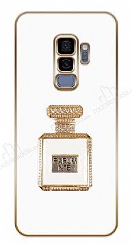 Eiroo Samsung Galaxy S9 Plus Parfm Standl Kamera Korumal Beyaz Silikon Klf
