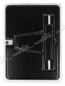 Eiroo Samsung Galaxy Tab S 10.5 Standl Siyah Deri Klf