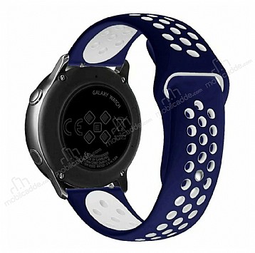 Eiroo Samsung Galaxy Watch Active 2 Silikon Spor Lacivert-Beyaz Kordon (44 mm)