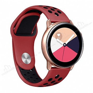 Eiroo Samsung Galaxy Watch Active 2 Silikon Spor Krmz-Siyah Kordon (44 mm)