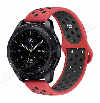 Eiroo Samsung Galaxy Watch Silikon Spor Krmz-Siyah Kordon (46 mm)
