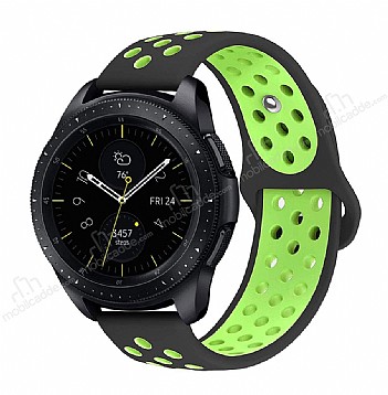 Eiroo Samsung Galaxy Watch Silikon Spor Siyah-Yeil Kordon (46 mm)