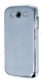 Eiroo Samsung Galaxy Grand Duos Silver Metal Kenarl Gri Rubber Klf