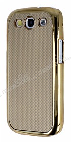 Eiroo Samsung i9300 Galaxy S3 Gold Metal Kenarl Gold Rubber Klf