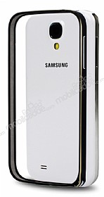 Eiroo Samsung i9500 Galaxy S4 Gold izgili Bumper ereve Siyah Klf