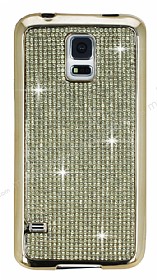 Eiroo Samsung i9600 Galaxy S5 Tal Gold Silikon Klf
