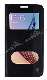 Samsung i9800 Galaxy S6 Gizli Mknatsl ift Pencereli Siyah Klf