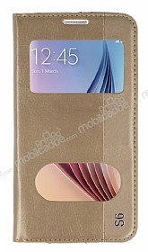 Samsung i9800 Galaxy S6 Gizli Mknatsl ift Pencereli Gold Klf