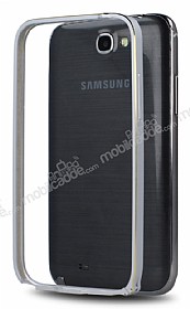 Eiroo Samsung N7100 Galaxy Note 2 Gold izgili Metal Bumper ereve Silver Klf