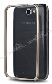 Eiroo Samsung N7100 Galaxy Note 2 Gold izgili Metal Bumper ereve Gold Klf