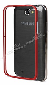Eiroo Samsung N7100 Note 2 Metal Bumper ereve Krmz Klf