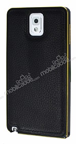 Eiroo Samsung N9000 Galaxy Note 3 Metal Kenarl Siyah Deri Klf