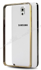 Eiroo Samsung N9000 Galaxy Note 3 Gold izgili Round Metal Bumper ereve Gold Klf