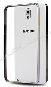 Eiroo Samsung N9000 Galaxy Note 3 Gold izgili Round Metal Bumper ereve Silver Klf