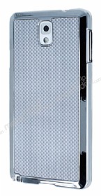 Eiroo Samsung N9000 Galaxy Note 3 Silver Metalik Kenarl Gri Rubber Klf