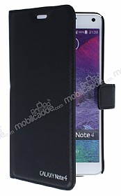 Eiroo Samsung N9100 Galaxy Note 4 Standl Czdanl Siyah Deri Klf