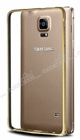 Eiroo Samsung N9100 Galaxy Note 4 Gold izgili Metal Round Bumper Gold Klf