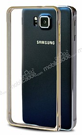 Eiroo Samsung Galaxy Alpha Gold izgili Metal Round Bumper Gold Klf