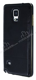 Eiroo Samsung N9100 Galaxy Note 4 Metal Kenarl Bubble Siyah Deri Klf