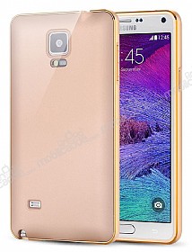Eiroo Samsung N9100 Galaxy Note 4 Metal Kenarl Gold Rubber Klf