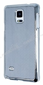 Eiroo Samsung N9100 Galaxy Note 4 Silver Metal Kenarl Gri Rubber Klf