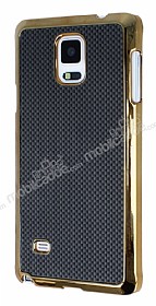 Eiroo Samsung N9100 Galaxy Note 4 Gold Metal Kenarl Siyah Rubber Klf