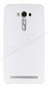 Asus Zenfone 2 Laser 5.5 in Deri Desenli Ultra nce effaf Beyaz Silikon Klf