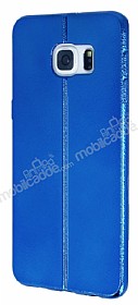 Fit Samsung Galaxy S6 Edge Plus Ultra nce Metalik Mavi Silikon Klf