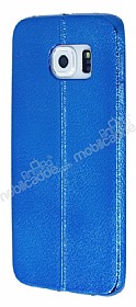Fit Samsung Galaxy S6 edge Ultra nce Metalik Mavi Silikon Klf