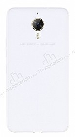 General Mobile GM 5 Plus Deri Desenli Ultra nce effaf Beyaz Silikon Klf