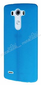 LG G3 Deri Desenli Ultra nce Mavi Silikon Klf