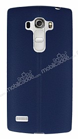 LG G4 Beat Deri Desenli Ultra nce Lacivert Silikon Klf