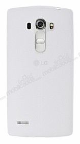 LG G4 Beat Deri Desenli Ultra nce effaf Beyaz Silikon Klf