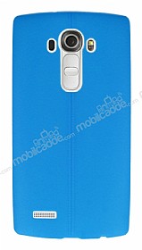 LG G4 Deri Desenli Ultra nce Mavi Silikon Klf