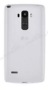 LG G4 Stylus Deri Desenli Ultra nce effaf Beyaz Silikon Klf