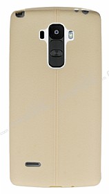 LG G4 Stylus Deri Desenli Ultra nce Krem Silikon Klf